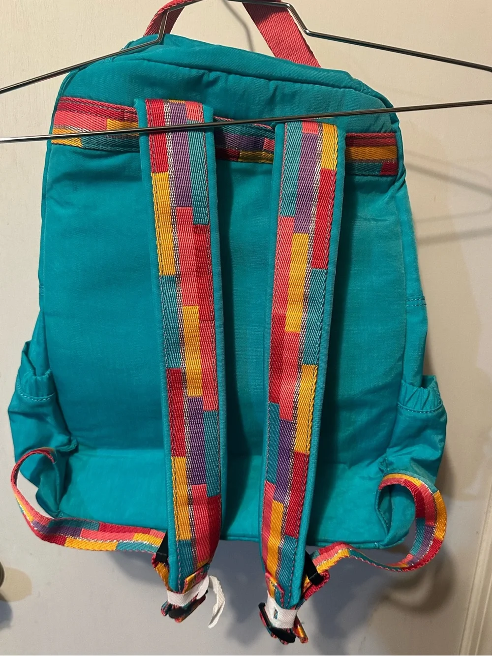 Kipling Turquoise Backpack with Pink Accents and Monkey Charm